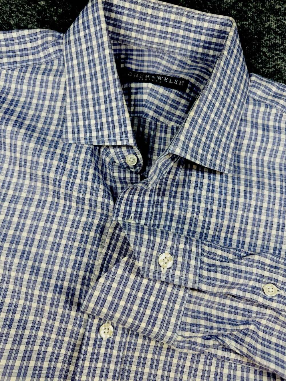 Badger & Welsh Bespoke Custom LRG Men’s Blue Multi-Check 16.5” Dress Shirt 0380